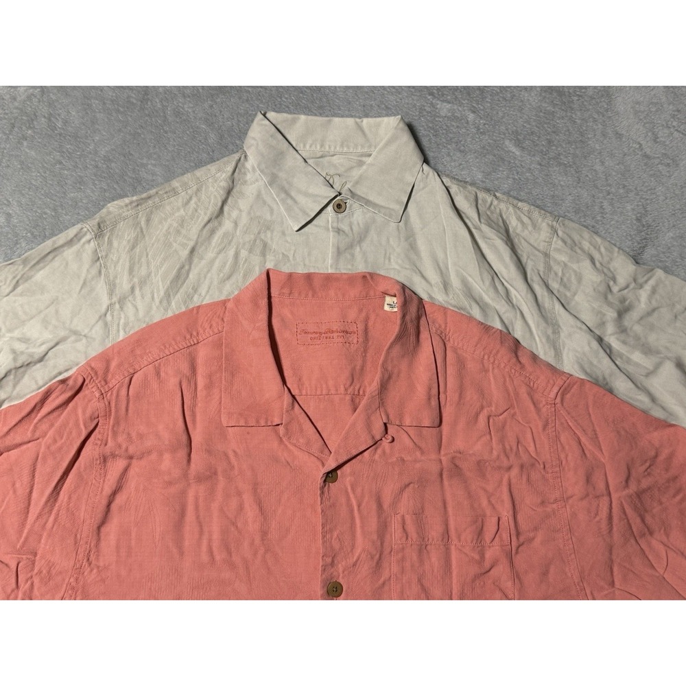 Lot Of 2 - Tommy Bahama Mens Large Shirt 100% Silk Hawaiian